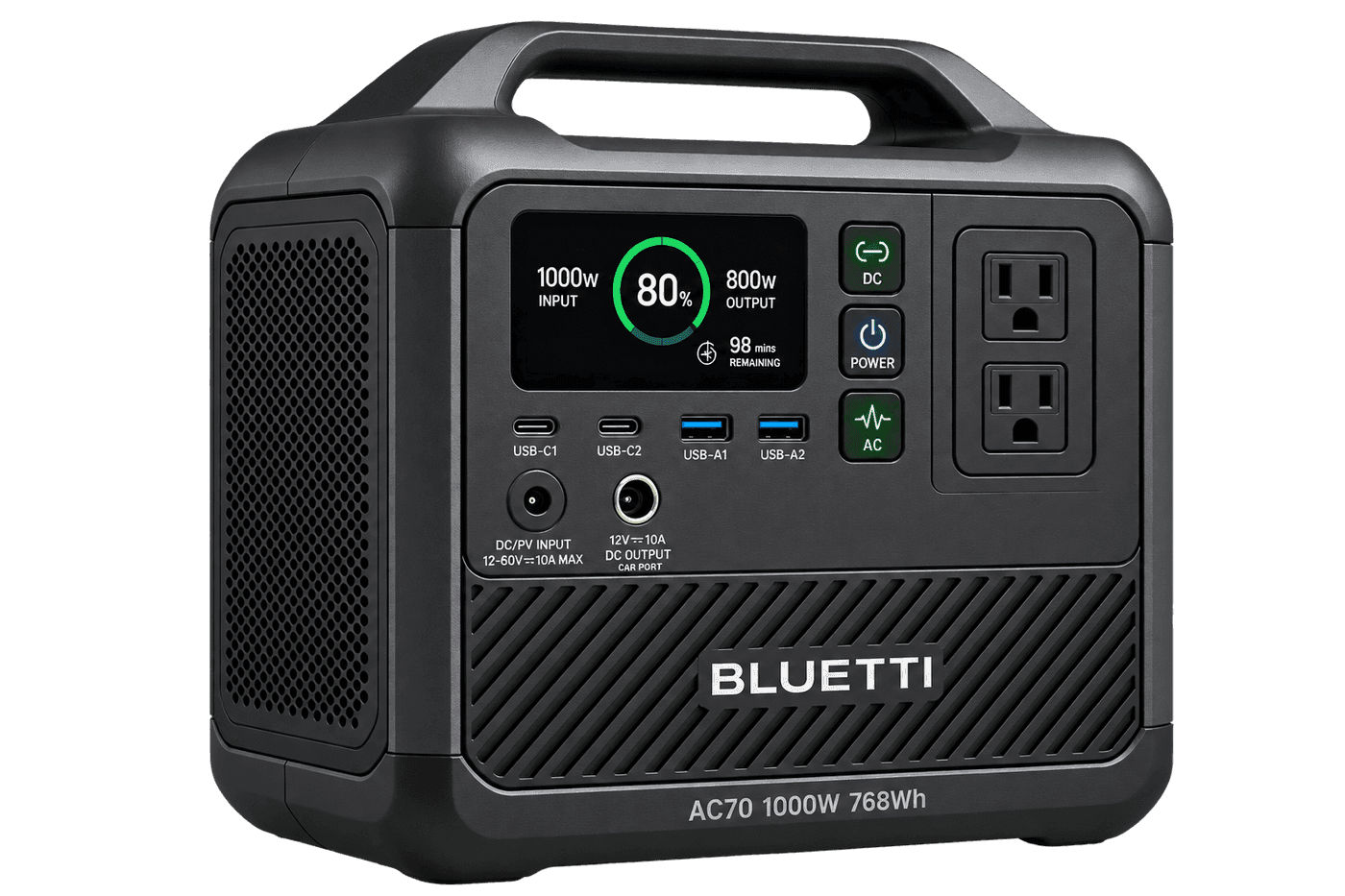 BLUETTI AC70 Portable Power Station, front view